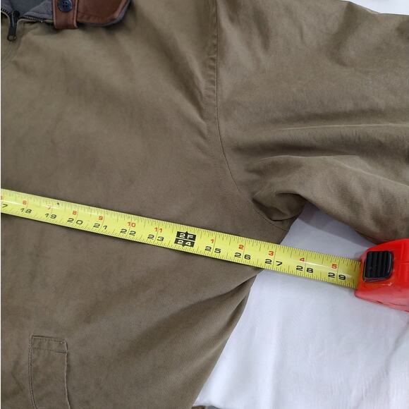 VTG Nautica Bomber Jacket Sz XL Beige Cotton Reversible Green Fleece Mens pocket - Picture 7 of 8